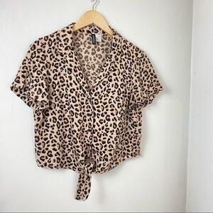 Divided (H&M) Animal Print Top. Bl/Tan. Sz 4.